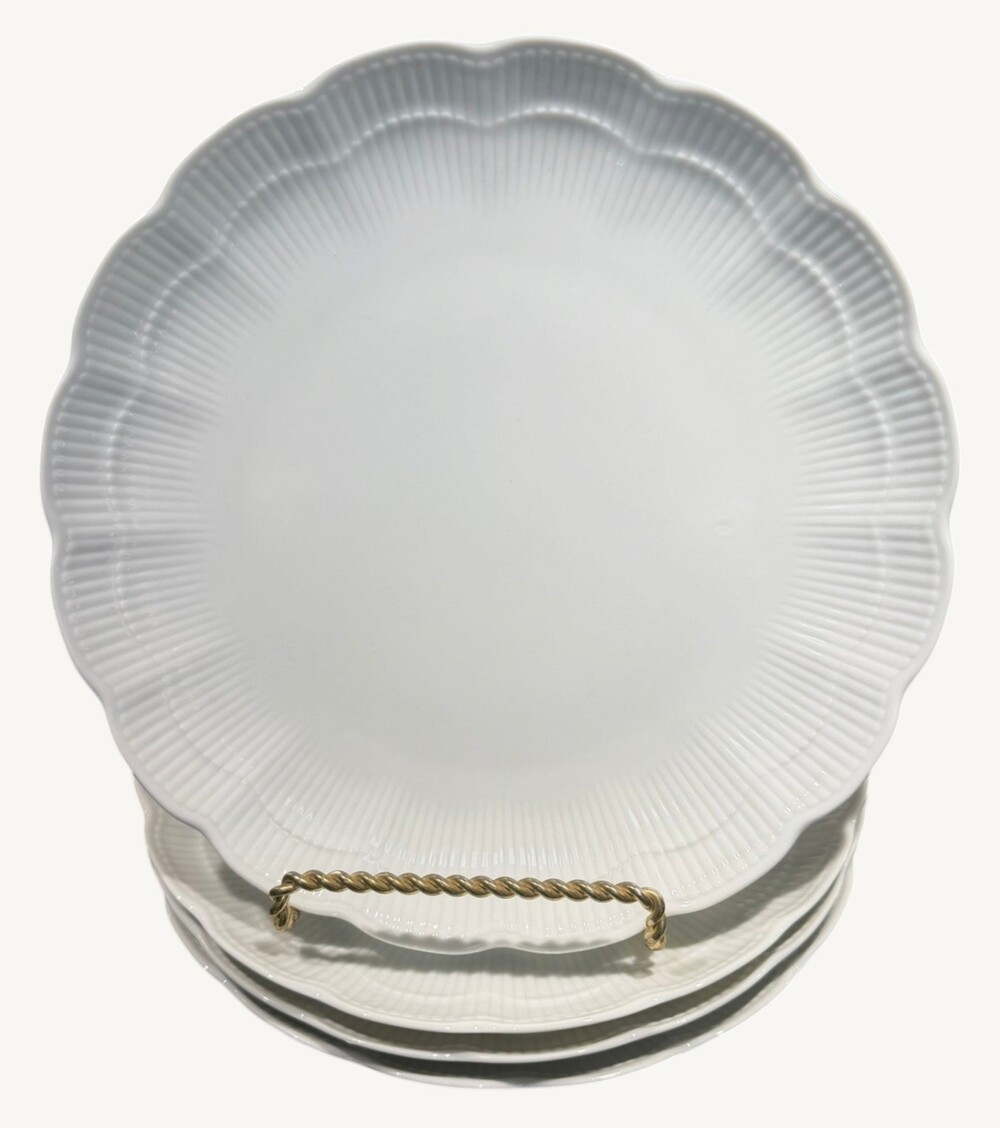 Kaiser Romantica All White Porcelain Salad Plates 7.75" West Germany Set of 4